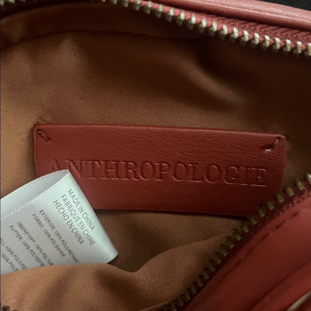 Anthropologie Woven Vegan Leather Chunky Chain TASSEL Crossbody Bag Red - Picture 8 of 12